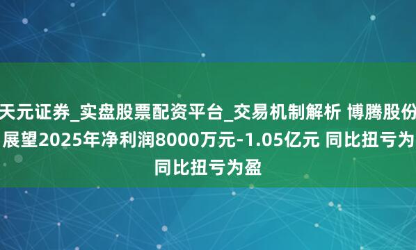 天元证券_实盘股票配资平台_交易机制解析 博腾股份：展望2025年净利润8000万元-1.05亿元 同比扭亏为盈
